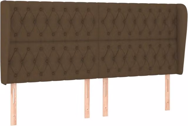 Testiera | Testata ad Orecchio Marrone Scuro 203x23x118/128 cm in Tessuto