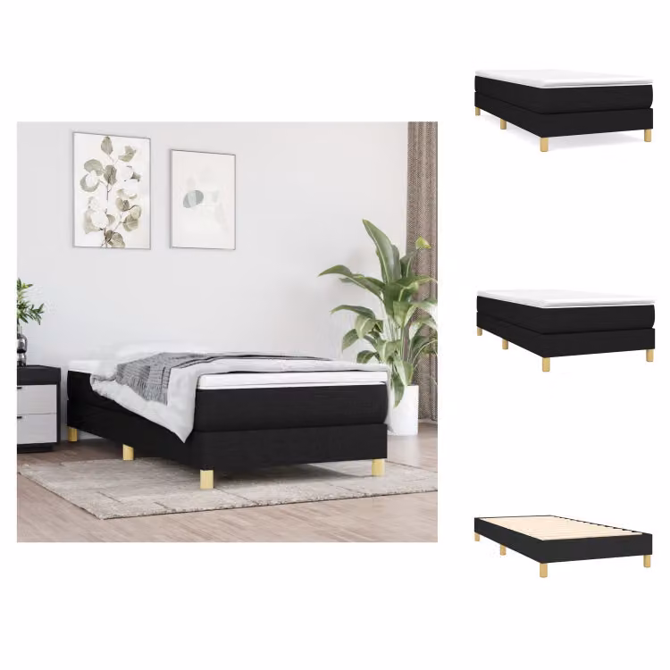 vidaXL Box spring letto nero 100x200 cm tessuto - Letti e strutture letto