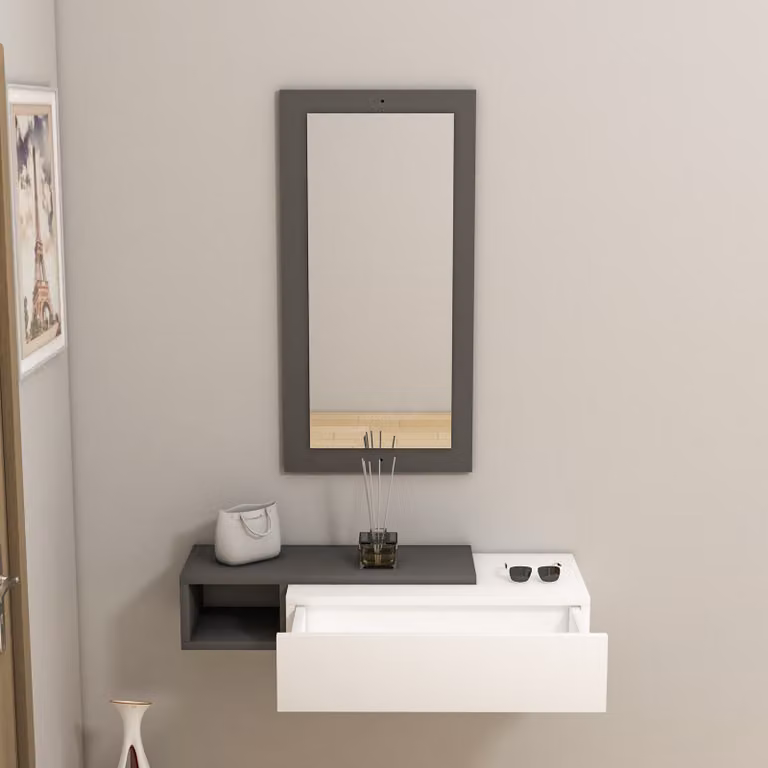 Skye Decor, Vien - Antracite, Bianco, cassettiera, credenza, antracite, 82 x 15,8 x 29,6 cm