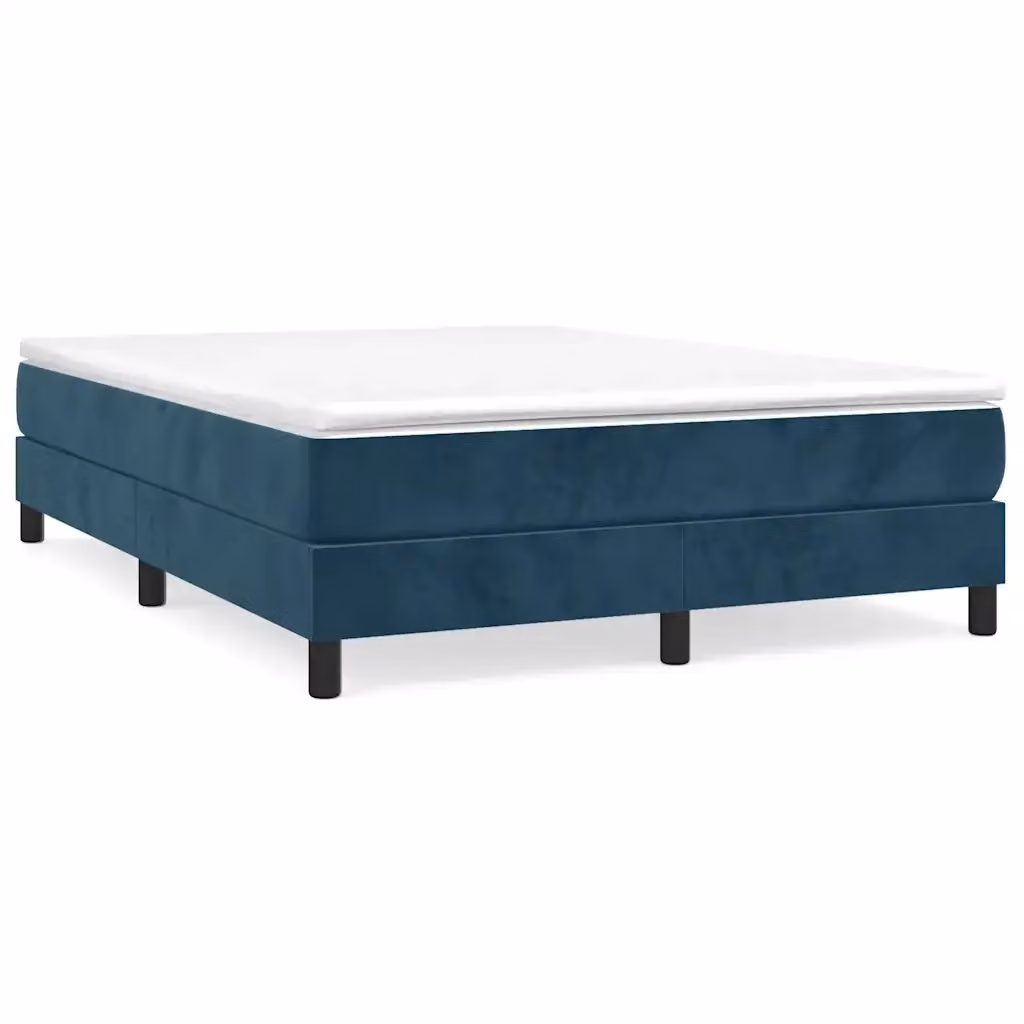 Letto Ibrido con Giroletto a Molle e Materasso vidaXL in Velluto Blu e Bianco L/P: 140 x 190 cm – 2