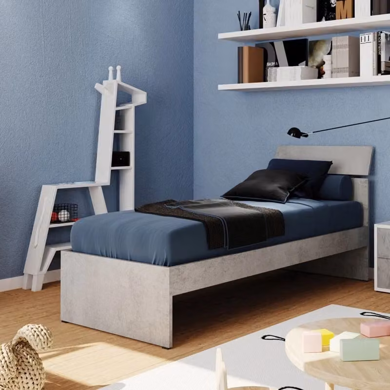 Letto singolo moderno IPERBRIKO in tessuto grigio L: 85 cm, P: 205 cm, H: 98 cm – 2