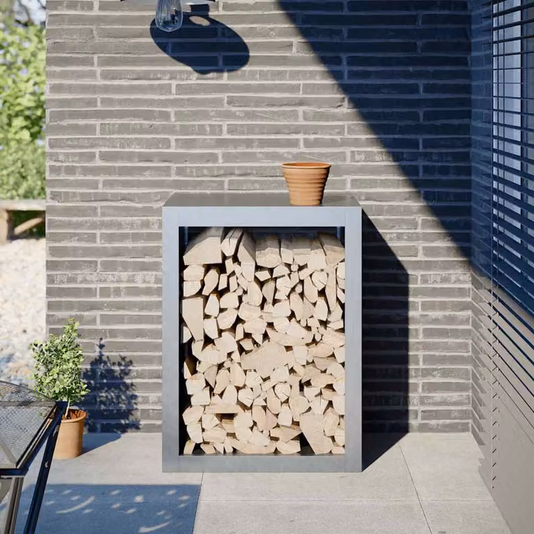 Rastrelliera per legna vidaXL in acciaio zincato grigio L: 60 cm, P: 40 cm, H: 80 cm