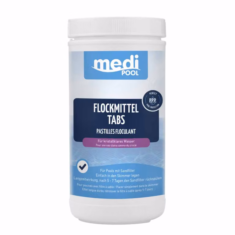 mediPOOL Pastiglie flocculanti 1 kg (8 x 125 g), cartucce flocculanti, flocculanti, cartucce flocculanti