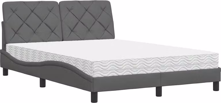 Letto con Materasso Grigio Scuro 140x190 cm Tessuto