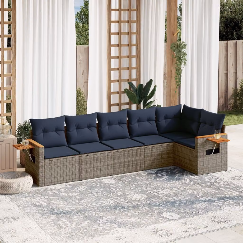 Maison Exclusive - Set Divani da Giardino 6 pz con Cuscini Grigio in Polyrattan