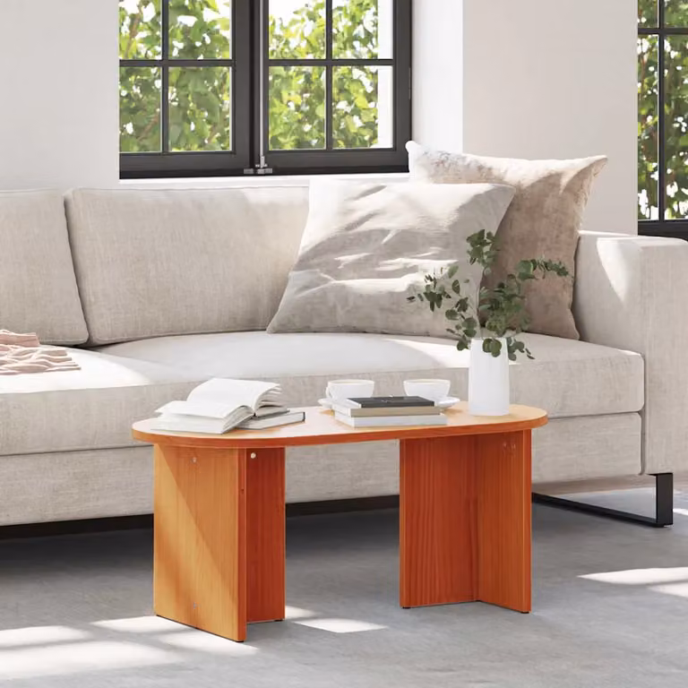 vidaXL Tavolino da salotto moderno in legno di pino cerato marrone L/P/H: 80 x 39,5 x 35 cm