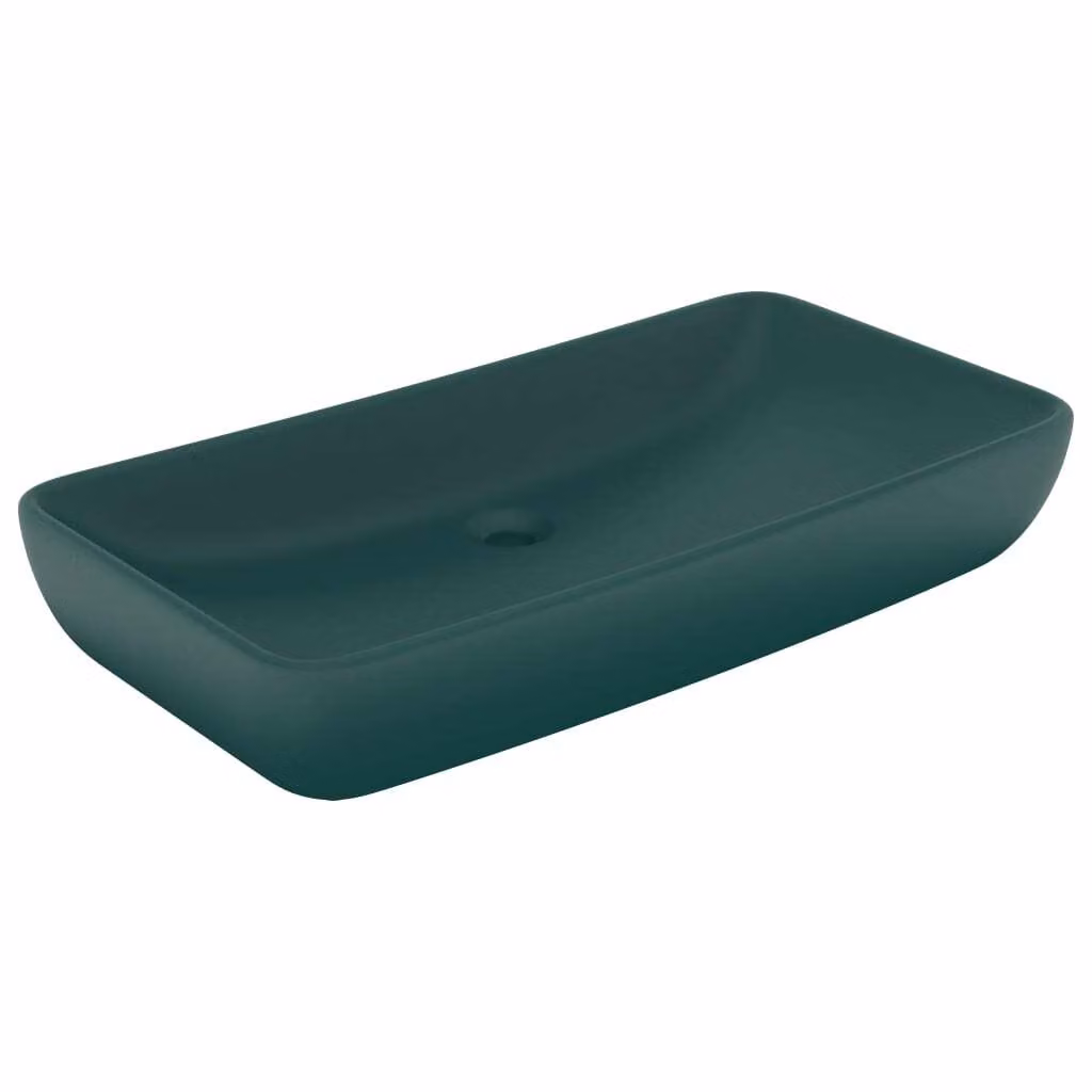 Lavabo Lusso Rettangolare Verde Scuro Opaco 71x38 cm Vetroceramica
