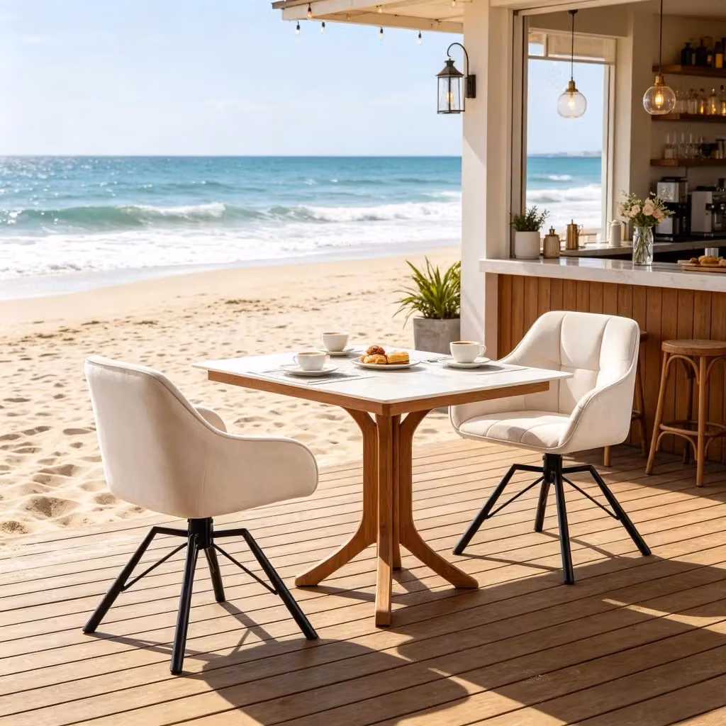 Set da 2 sedie da pranzo girevoli OKWISH in velluto bianco con struttura in metallo e design moderno per cucina e soggiorno – 2