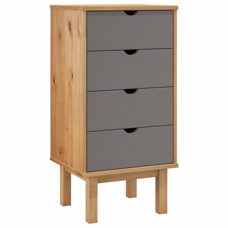 Cassettiera OTTA Marrone e Grigio 45x39x90 cm in Legno di Pino