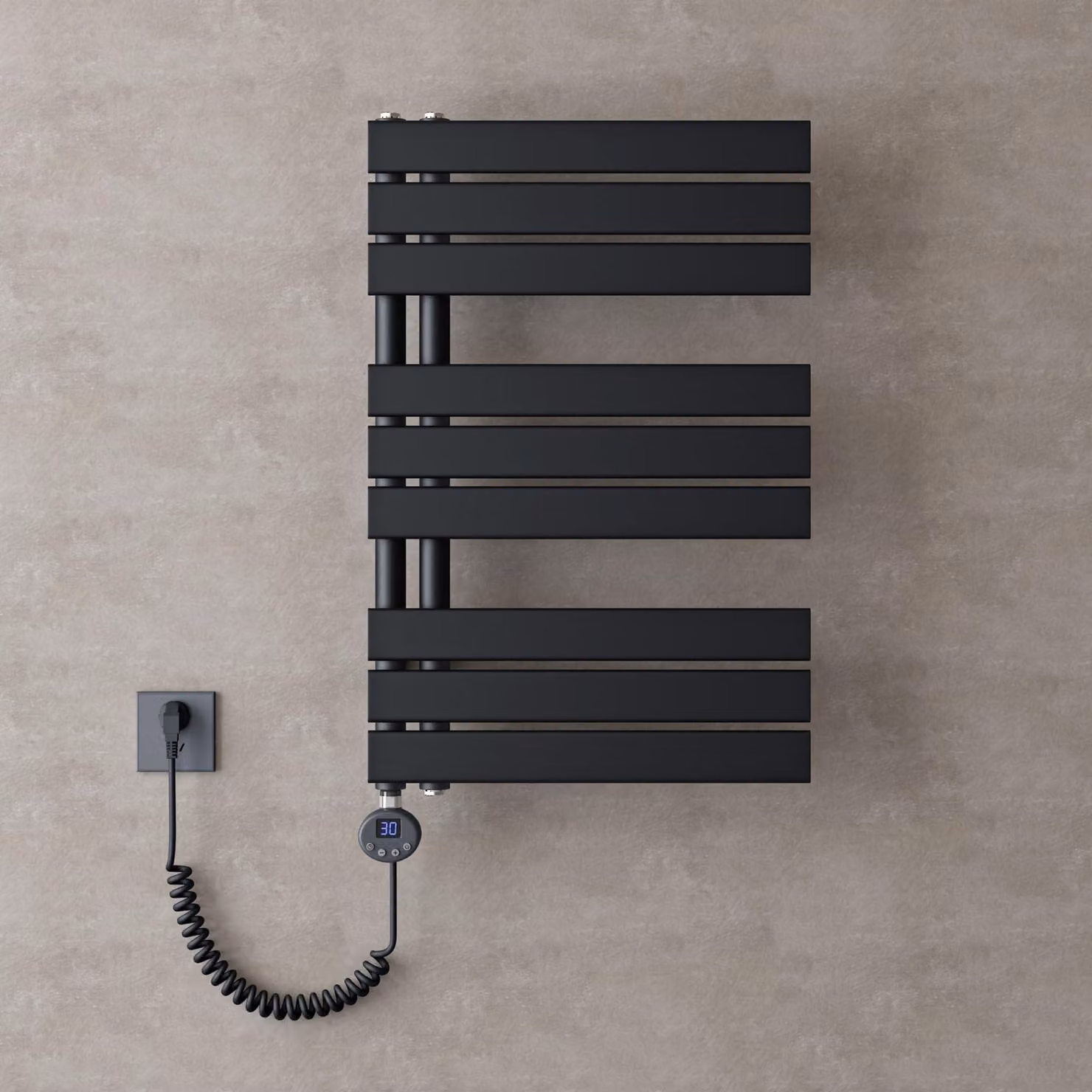 doporro Scaldasalviette Elettrico Bagno con Termostato Digitale e Funzione Timer 76x50cm 600W Antracite, Termoarredo Elettrico Temperatura Regolabile, Radiatore da Parete Verticale - FN