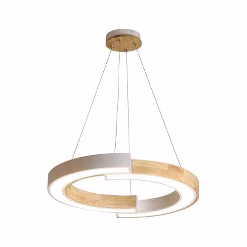 V-TAC Lampadario LED a Sospensione con 2 Mezzaluna 32W in Legno Colore Bianco 43*37*112cm 3000K
