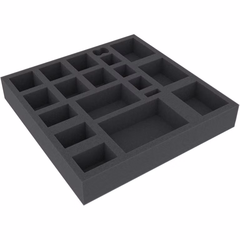 Inserto in schiuma 247x247x40 mm – 19 scomparti per giochi da tavolo