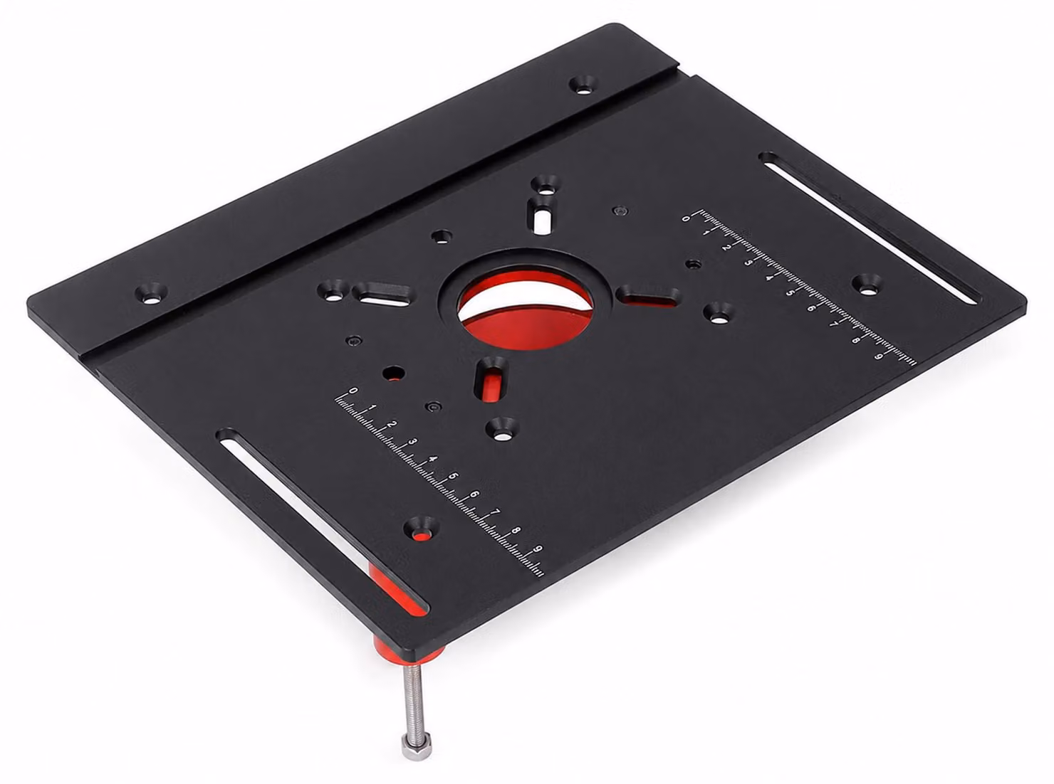 Tavolo di fresatura superiore con sistema di sollevamento manuale universale, realizzato in alluminio e acciaio inossidabile, ideale per la lavorazione del legno. Altezza di sollevamento: 0-47 mm