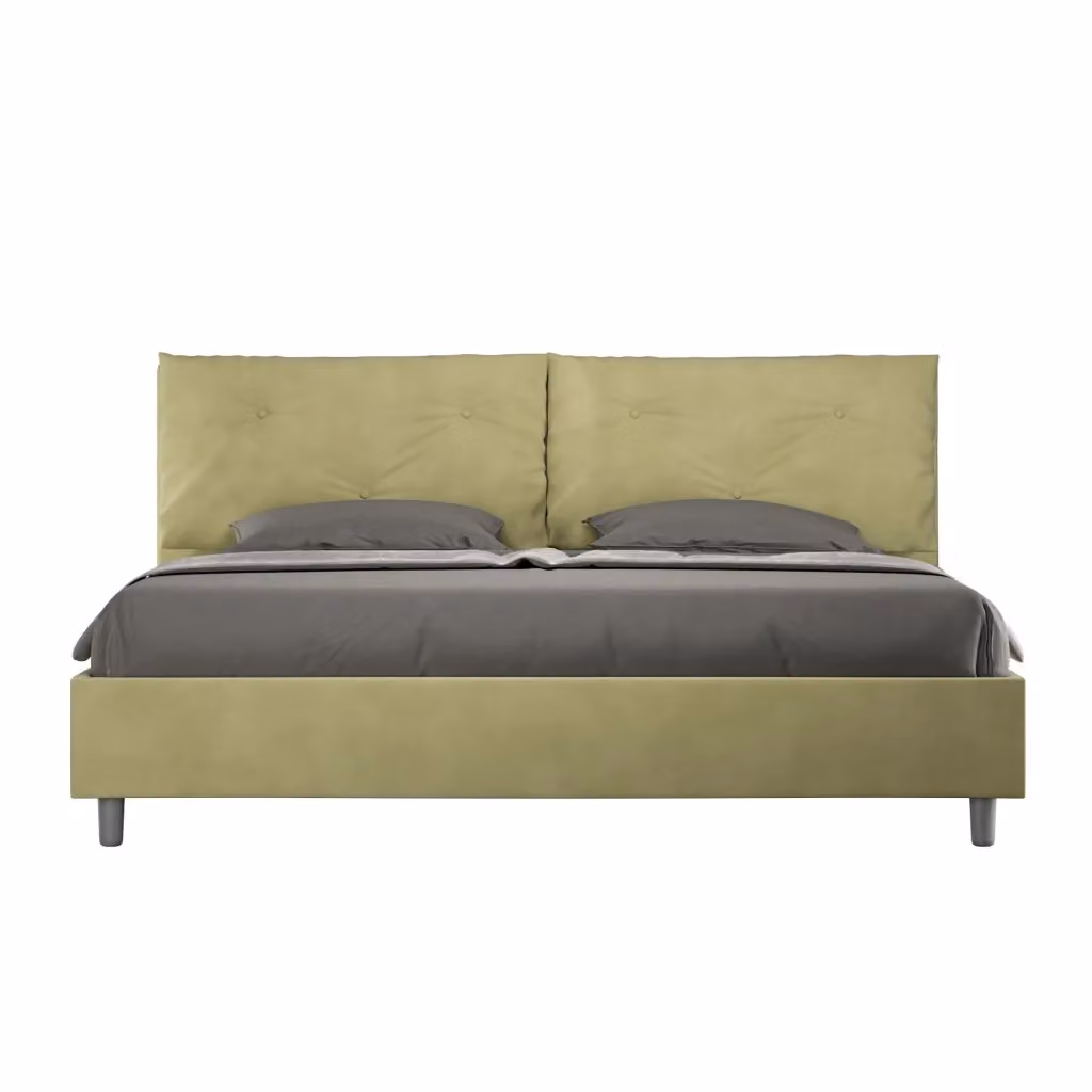 Letto matrimoniale contenitore Appia Large Ityhome imbottito in microfibra verde L: 190 cm, P: 200 cm – 2