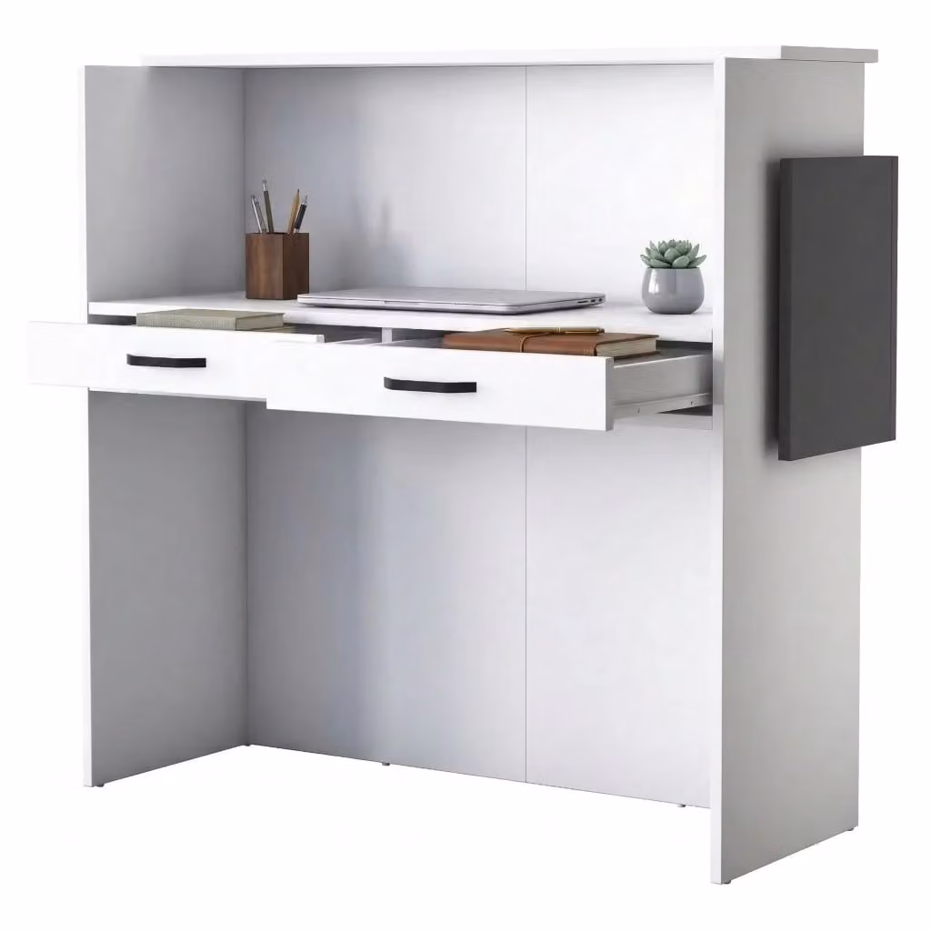 Scrivania Volano DMORA con ripiano, L/P/H: 110 x 40 x 110 cm, Bianco – 2