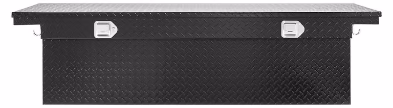 SucceBuy Cassetta degli attrezzi in alluminio con chiusura a chiave e impermeabile con struttura a diamante per pianali di carico (1770 x 501 x 465 mm), adatta per camper e rimorchi, nera