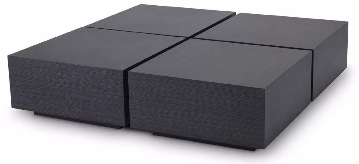Tavolino Casa Padrino set di 4 tavolini grigio antracite 65 x 65 x h. 32,5 cm - Tavoli quadrati in legno massello per soggiorno - Mobili per soggiorno