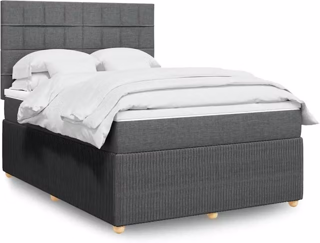 Letto con Giroletto a Molle e Materasso a Tasche vidaXL, Grigio e Bianco, L/P: 160 x 200 cm