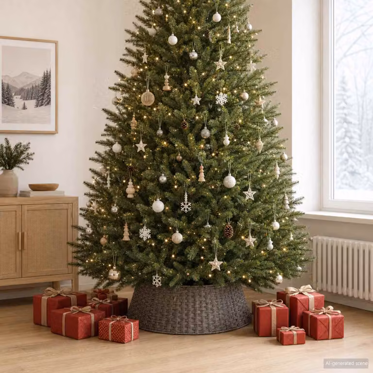 vidaXL Collare per Albero di Natale Rotondo Grigio Ø 105 x 28 cm