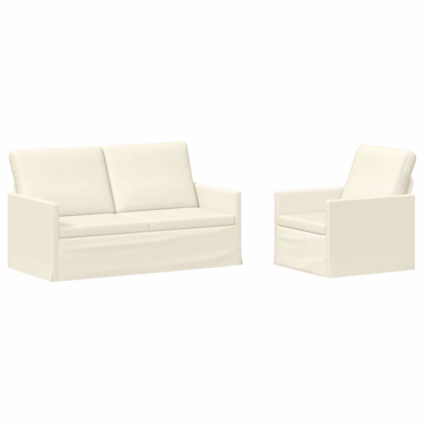 Set di 2 divani moderni vidaXL in tessuto cord beige con struttura in metallo