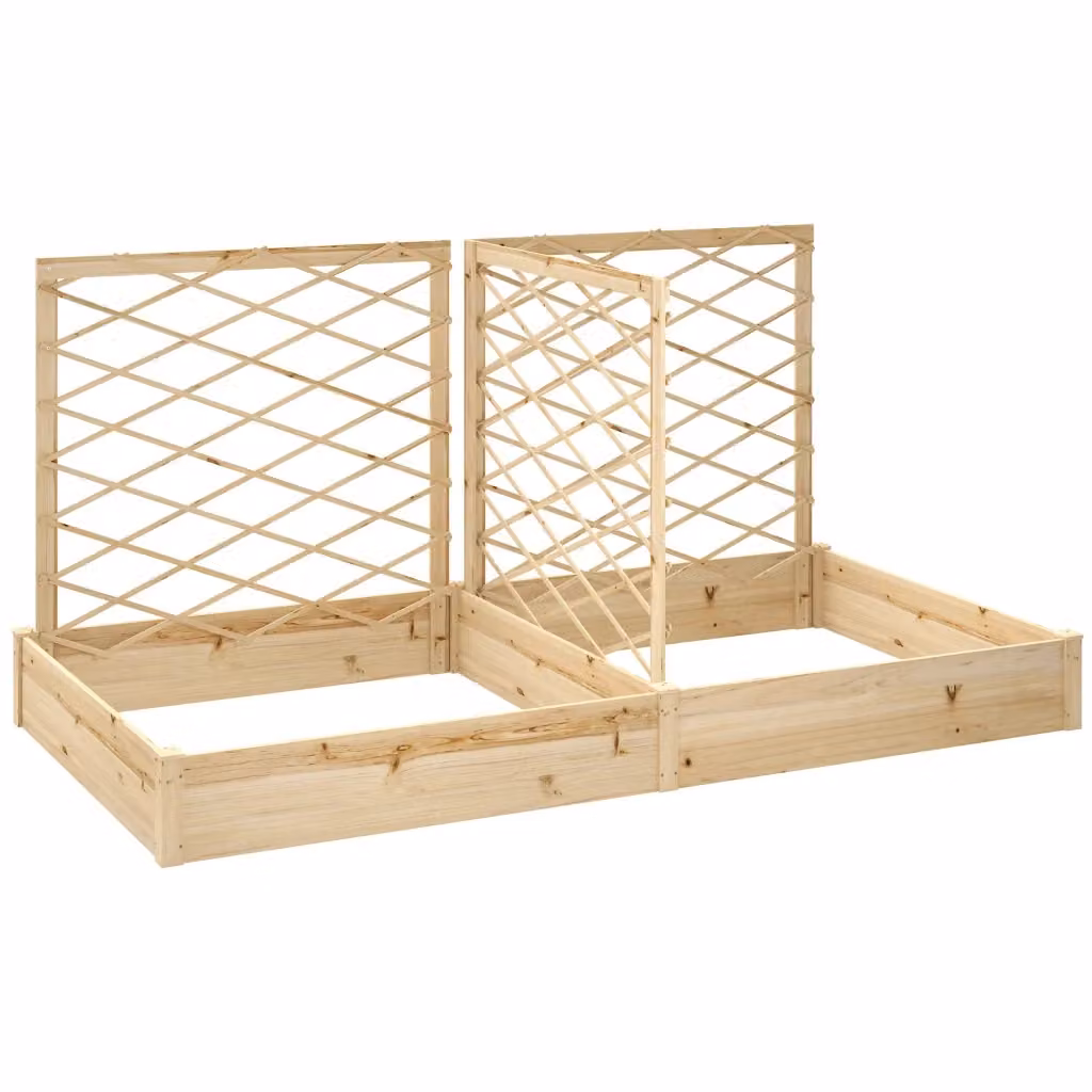 Fioriera modulare con grigliato XYLO per balcone e giardino, effetto legno naturale marrone, L: 222 cm, P: 114 cm, H: 109 cm – 2