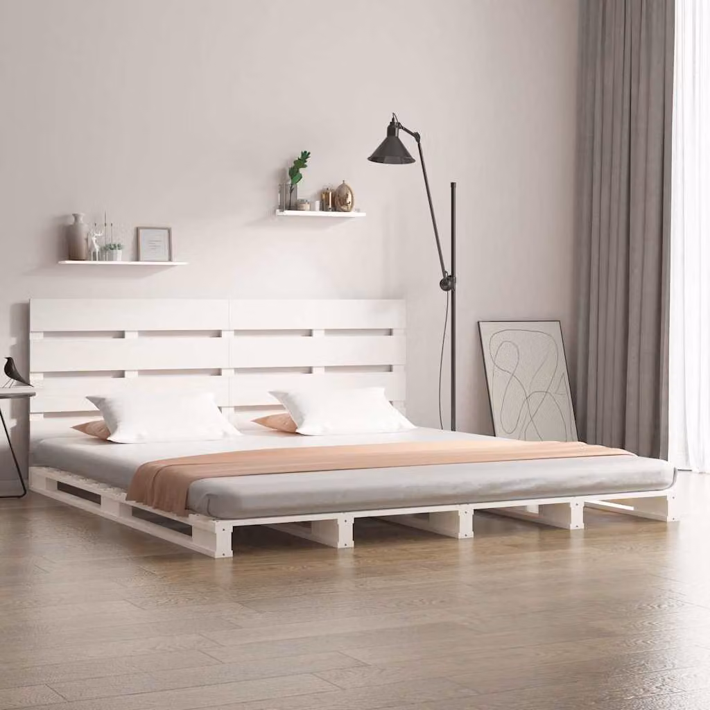 vidaXL Giroletto in Legno Massello di Pino Bianco con Doghe Rigide L 180 x P 200 cm – 1