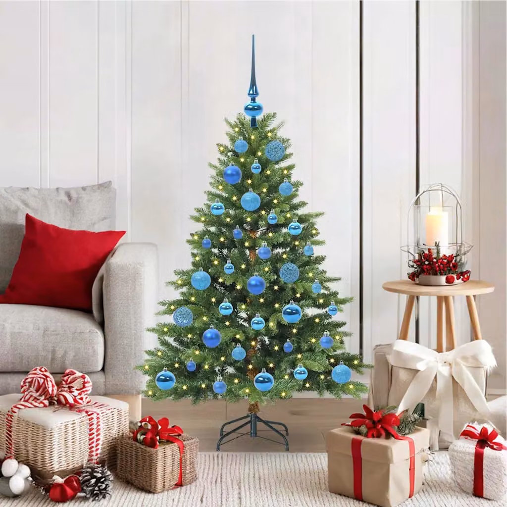 Albero di Natale artificiale vidaXL verde con 150 LED luce bianca calda in PE e PVC, Altezza: 120 cm