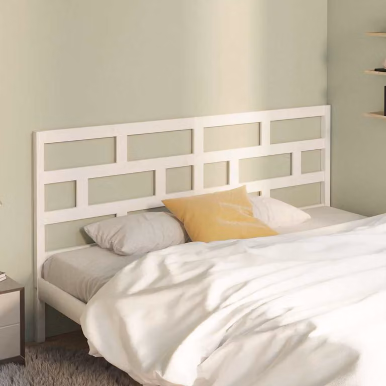 Testiera per letto vidaXL in legno massello di pino laccato bianco L: 206 cm, P: 4 cm, H: 100 cm