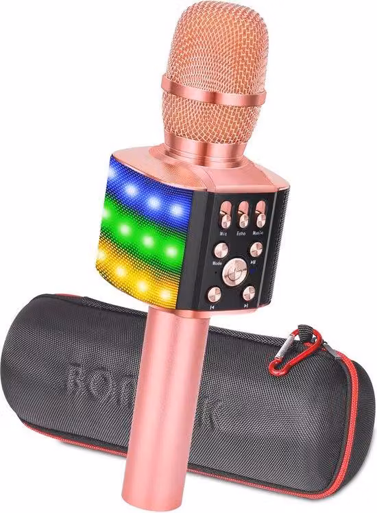 Microfono karaoke per bambini 4 in 1 Bluetooth con luci LED colorate