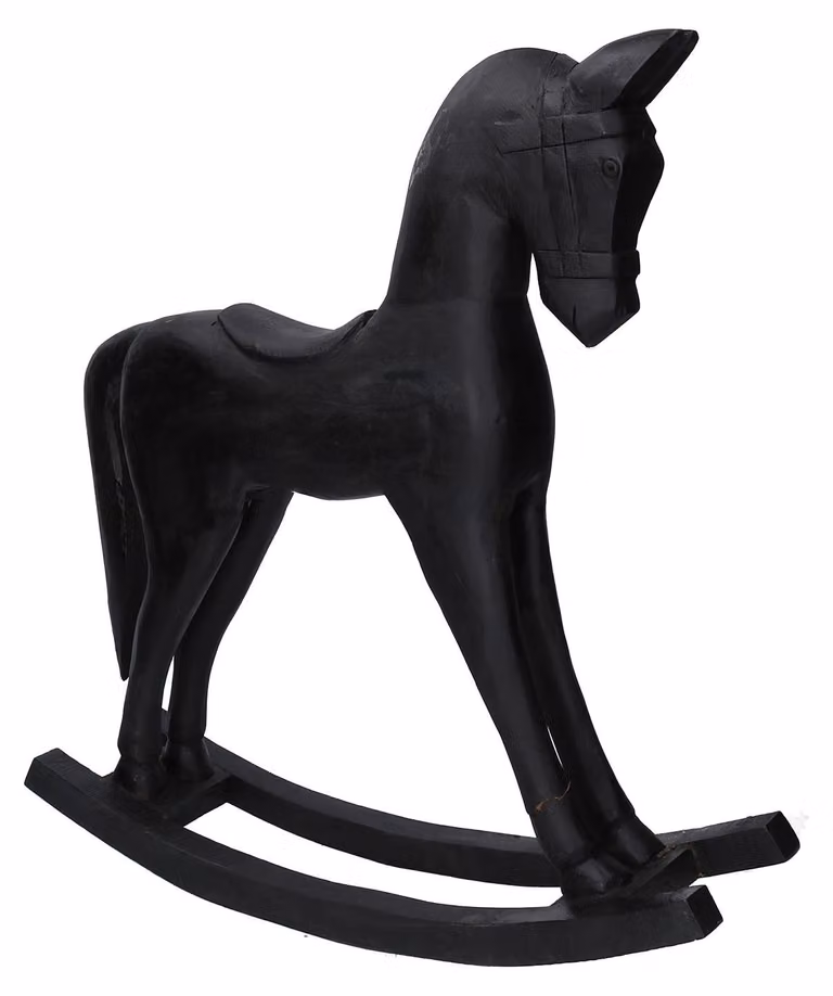 Cavallo a Dondolo Decorativo in Legno nero cm 36x9xh39