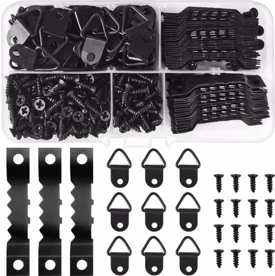 Set di viti per rubinetteria doppia, ganci doppi, 240 viti, nero