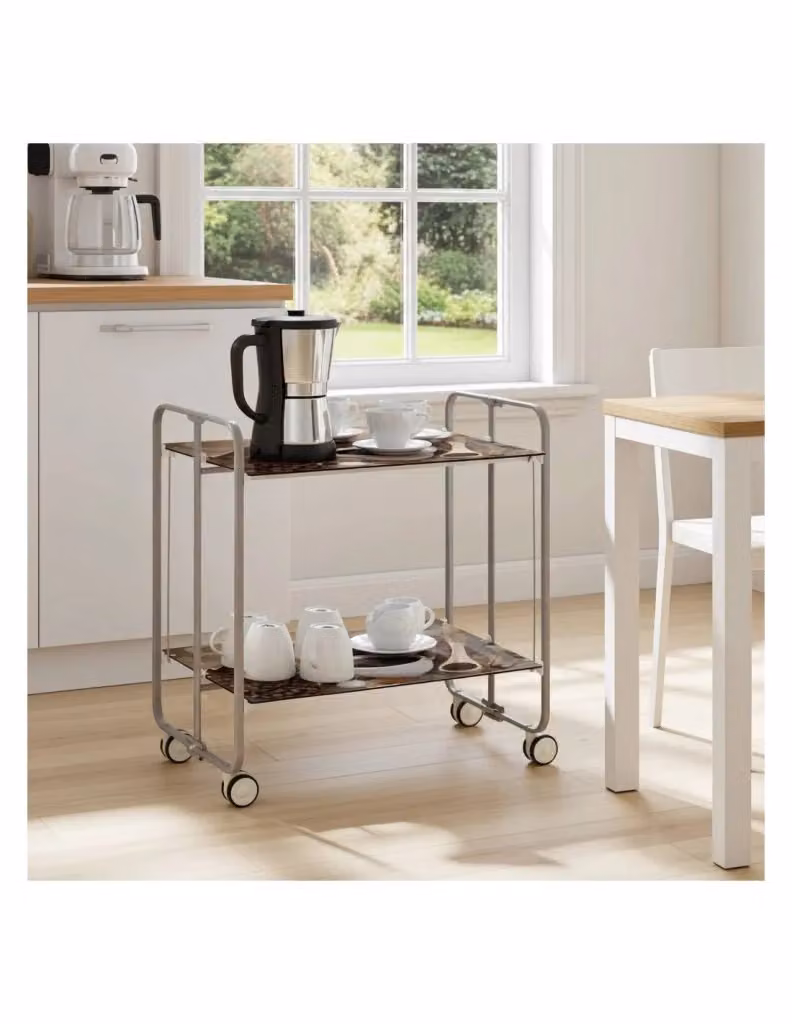 Carrello da cucina pieghevole Don Hierro grigio con 2 ripiani e ruote L/P/H: 72,0 x 43,0 x 66,0 cm – 2