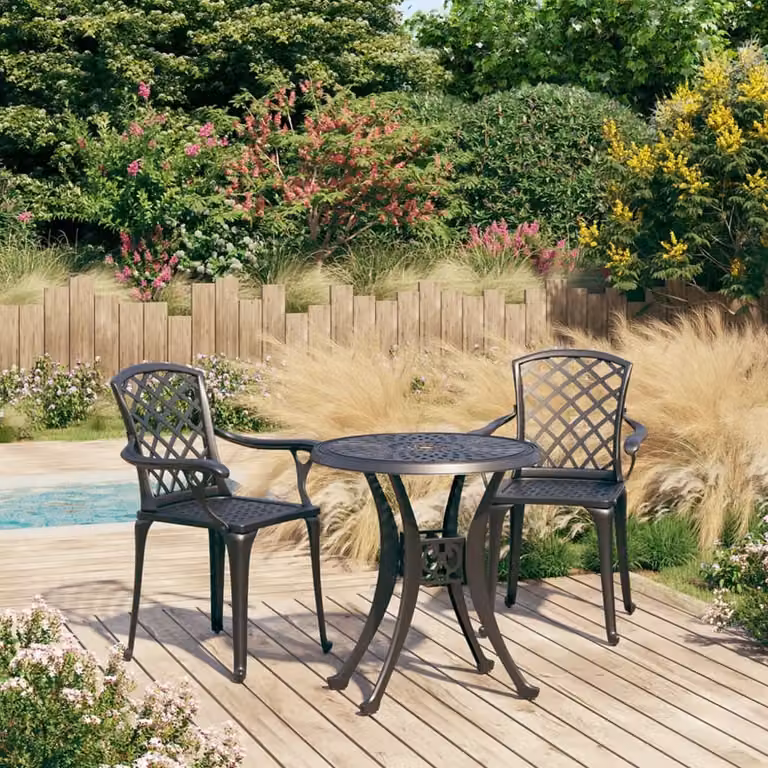 The Living Store Set bistrot 3 pezzi in alluminio fuso nero