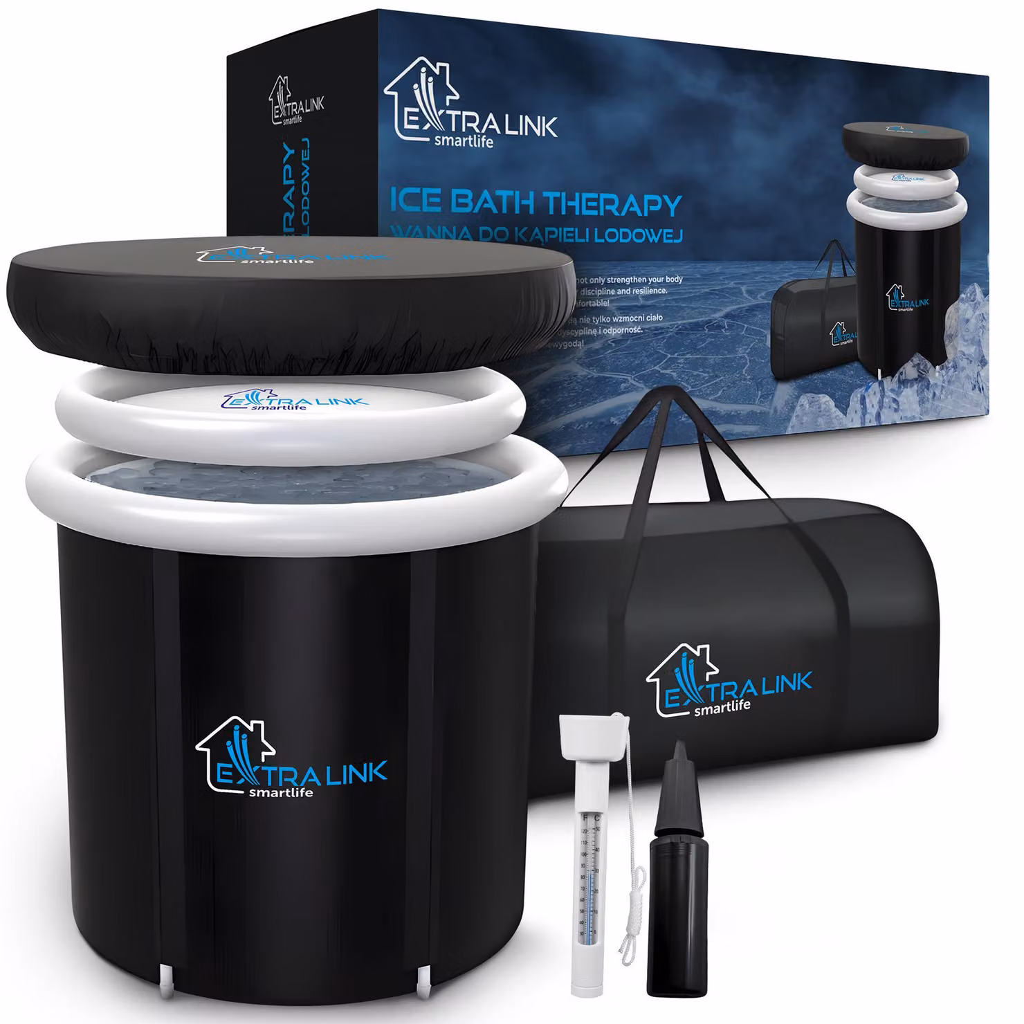 Extralink vasca bagno di ghiaccio XL 400 L con coperchio