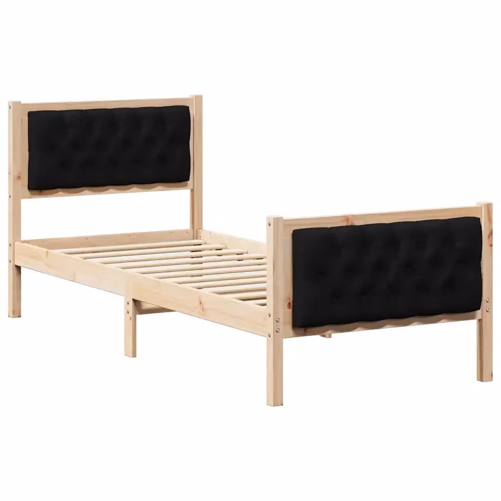 Struttura del letto con testiera vidaXL in pino massello nero L 80 x P 200 cm – 2