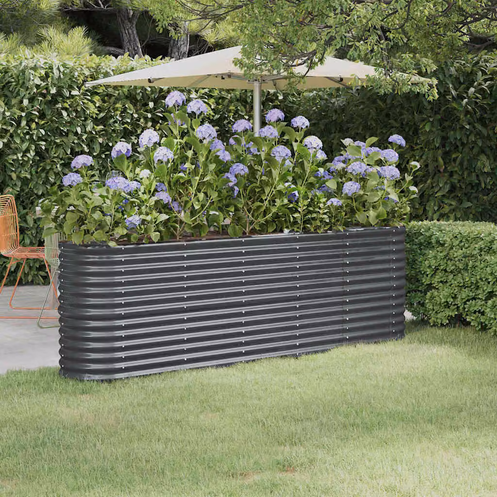 Letto da giardino rialzato vidaXL in acciaio zincato colore antracite L: 224 cm, P: 40 cm, H: 68 cm