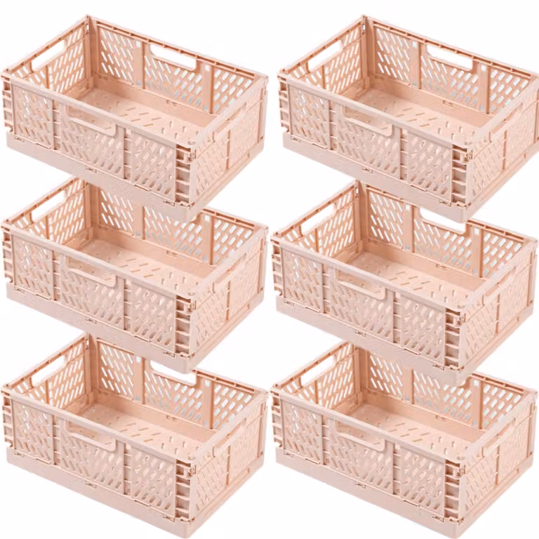Contenitori pieghevoli in plastica, set da 6 (rosa)