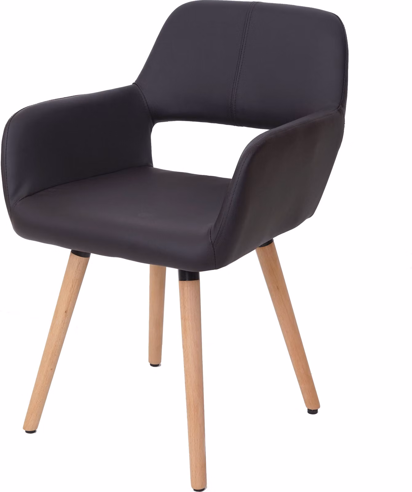 Sedia da sala da pranzo HWC-A50 II, sedia da cucina, design retrò anni '50 ~ Pelle finta, marrone, gambe chiare