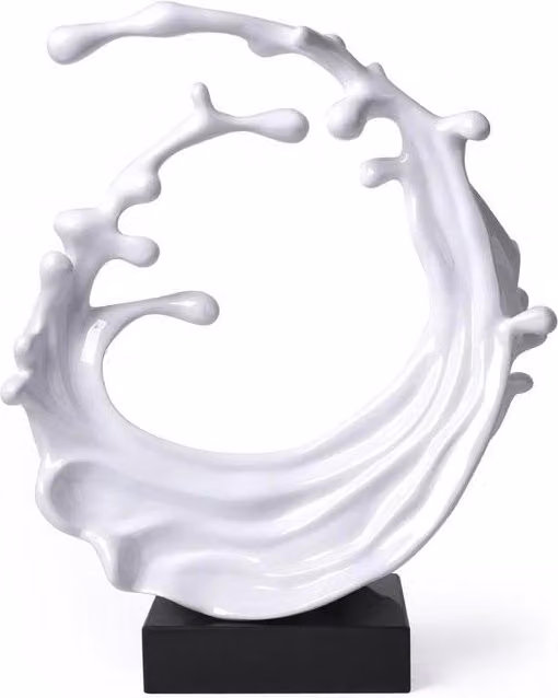 Scultura Moderna Decorativa Figura Abstracta in Resina Poliesterica Bianca 42cm
