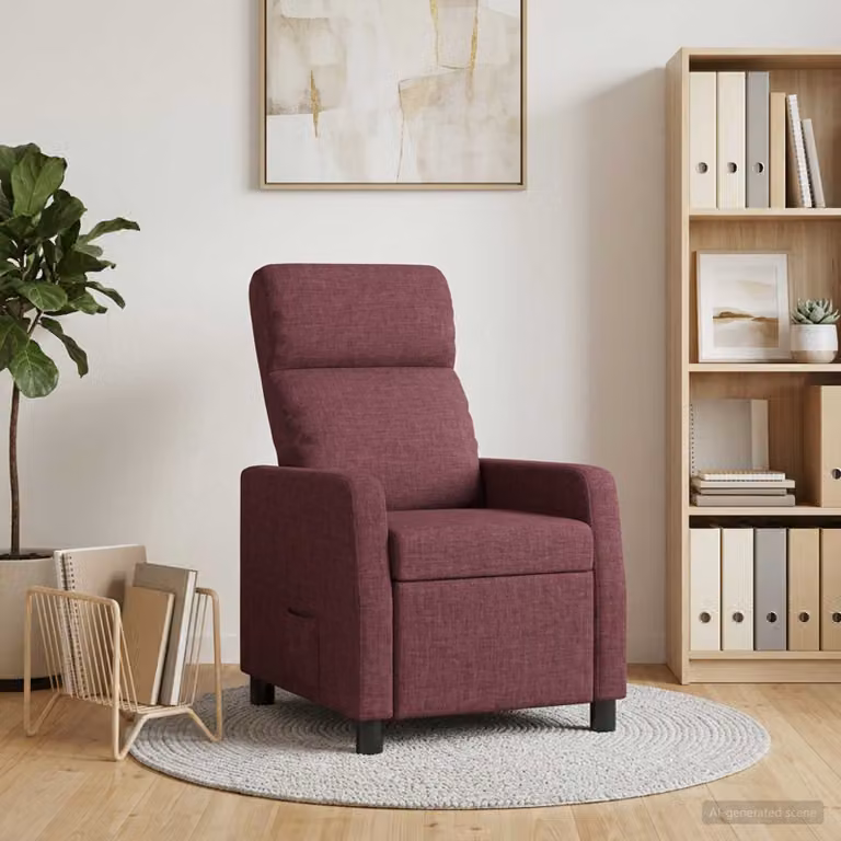 Poltrona reclinabile relax vidaXL in tessuto viola con braccioli e struttura moderna