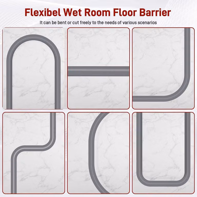 Dailygoods - Barriera impermeabile da 2 metri - Guarnizione adesiva per doccia - Soglia flessibile per doccia in silicone - Silicone di alta qualità - Impermeabile - Su misura