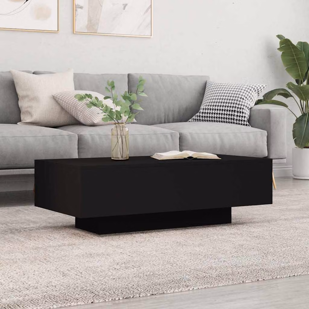 vidaXL Tavolino da Salotto Moderno Nero in Legno Multistrato L: 100 cm, P: 49,5 cm, H: 31 cm