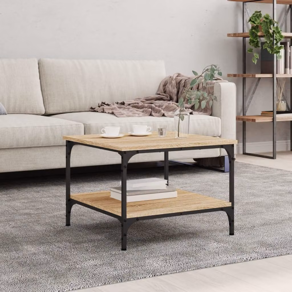 The Living Store tavolino in rovere Sonoma 55x55x40 cm materiale a base di legno