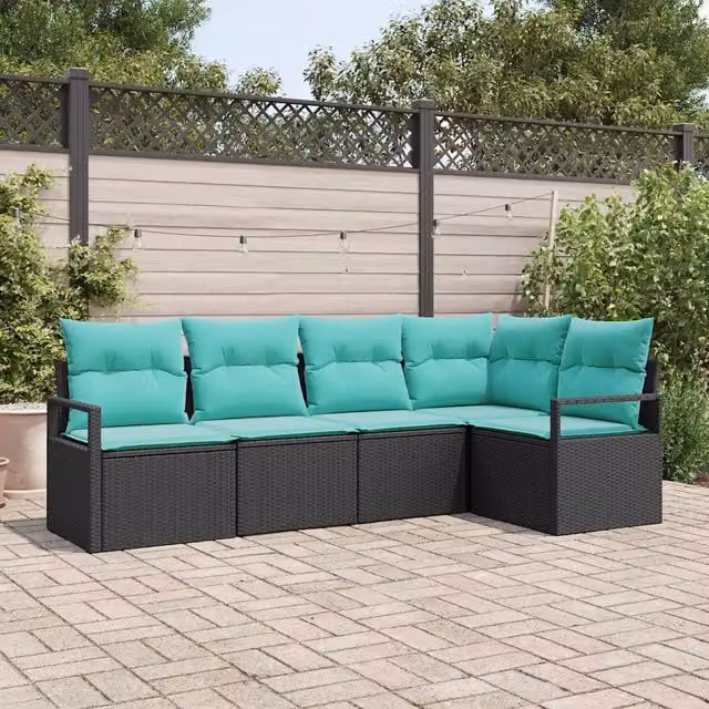 Set di divani 5 pz Nero polyrattan 3346386