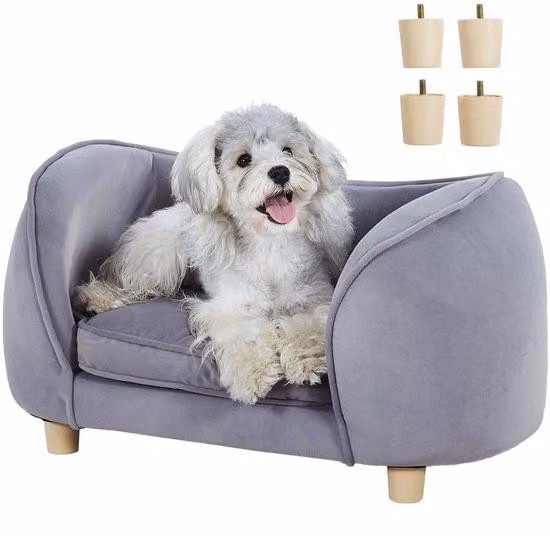 Divano per cani e gatti di piccola taglia - Divano letto per cani morbido e vellutato - Divano per gatti pesante 30 kg - Divano per cani grigio scuro.