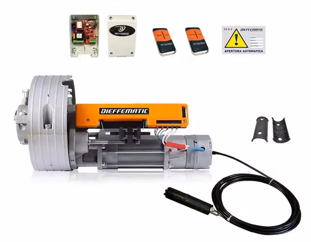 Kit Motore per Serranda Avvolgibile Dieffematic con Elettrofreno, Centralina e 2 Telecomandi Wireless