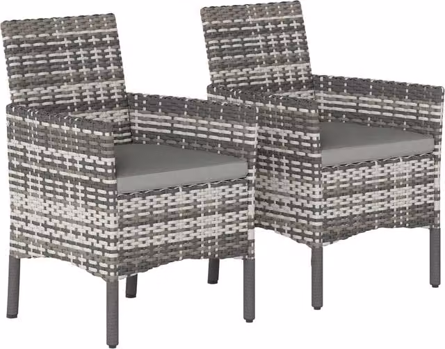 Sedia da giardino moderna Minimal in polyrattan grigia con cuscini L: 58 cm, P: 62 cm, H: 87 cm – 1