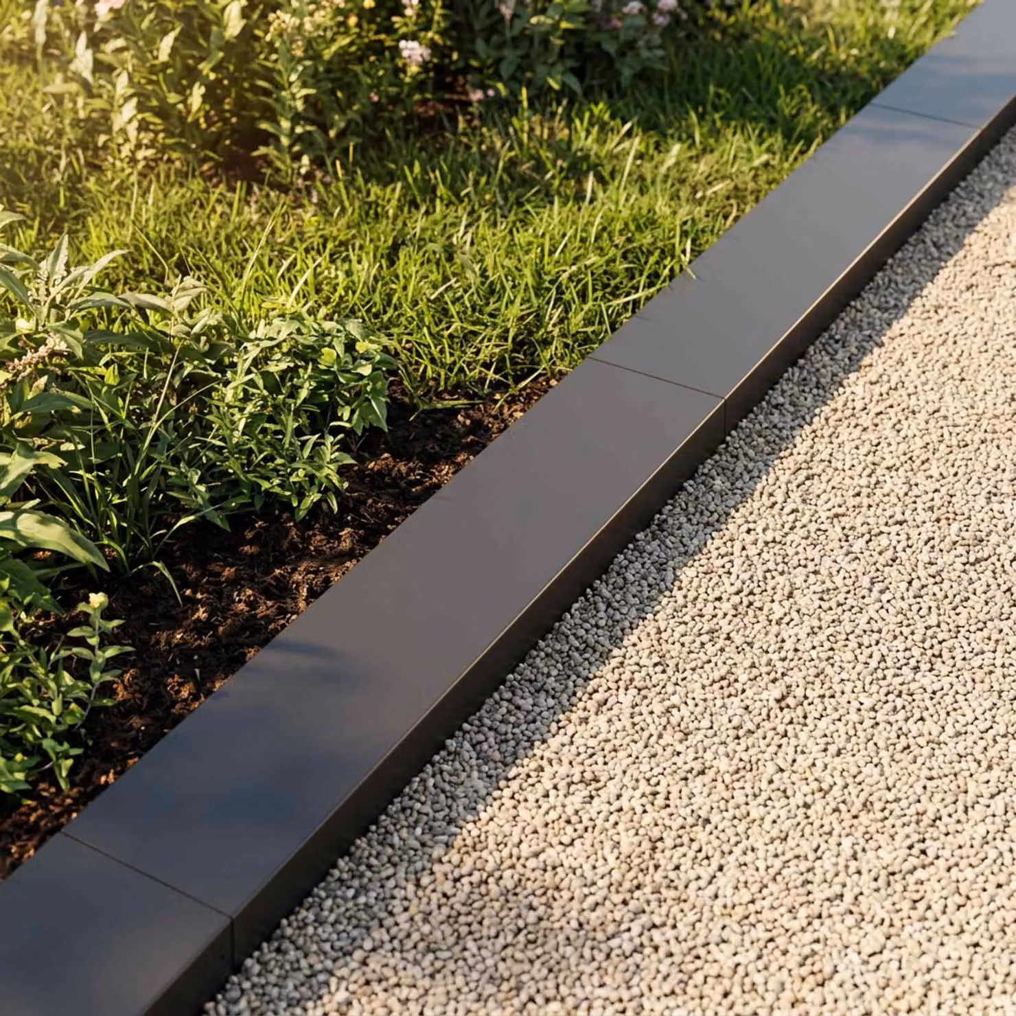 Set di 2 profili di copertura per giardino vidaXL in acciaio, colore antracite o nero, L 100 x P 20 x H 5 cm
