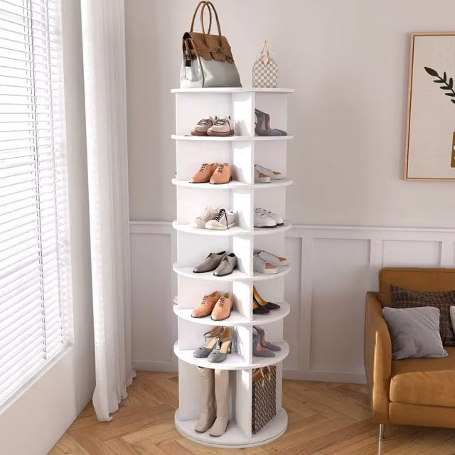 Scarpiera girevole REDOM a 7 livelli in PVC bianco L/P/H: 65 x 65 x 21.5 cm