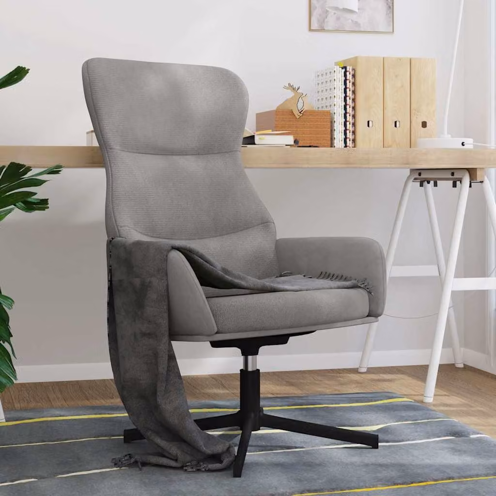 Sedia Relax vidaXL in Velluto Grigio con Braccioli e Base Girevole a 360 Gradi